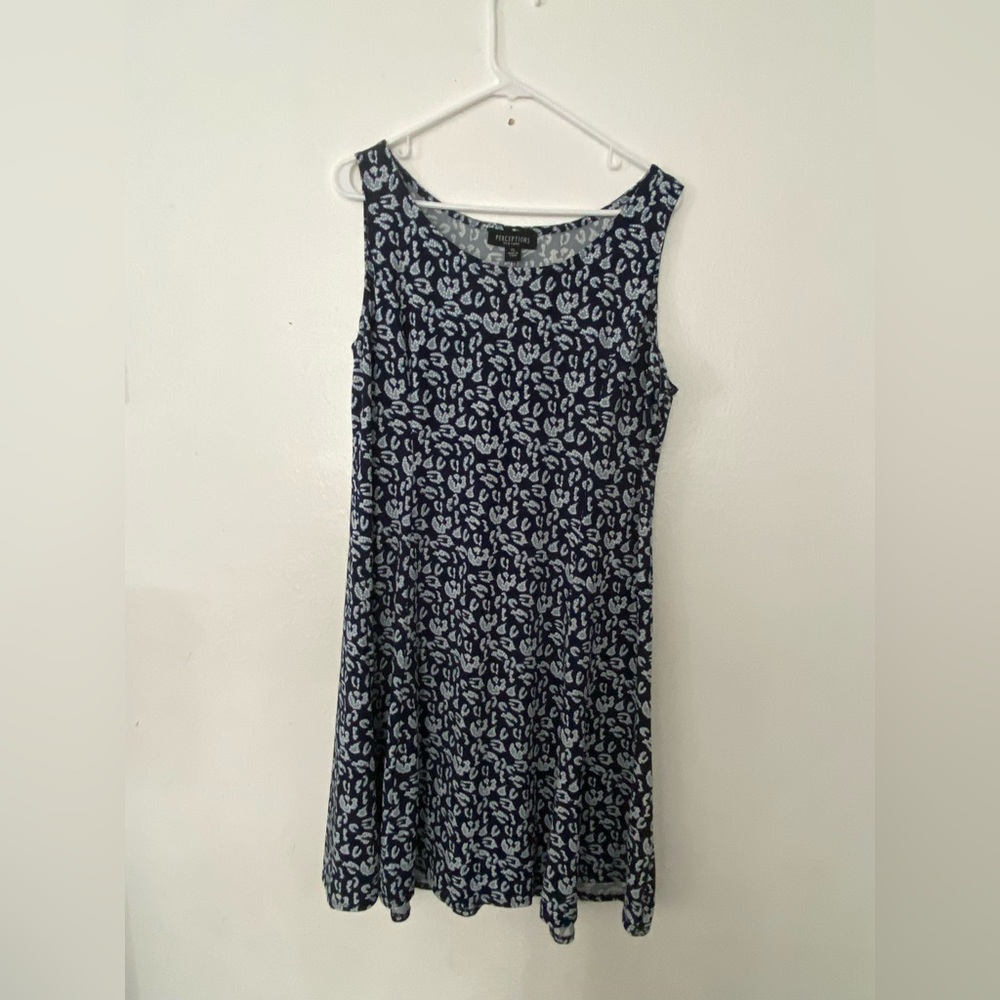 Perceptions Blue and White Floral Midi Dress